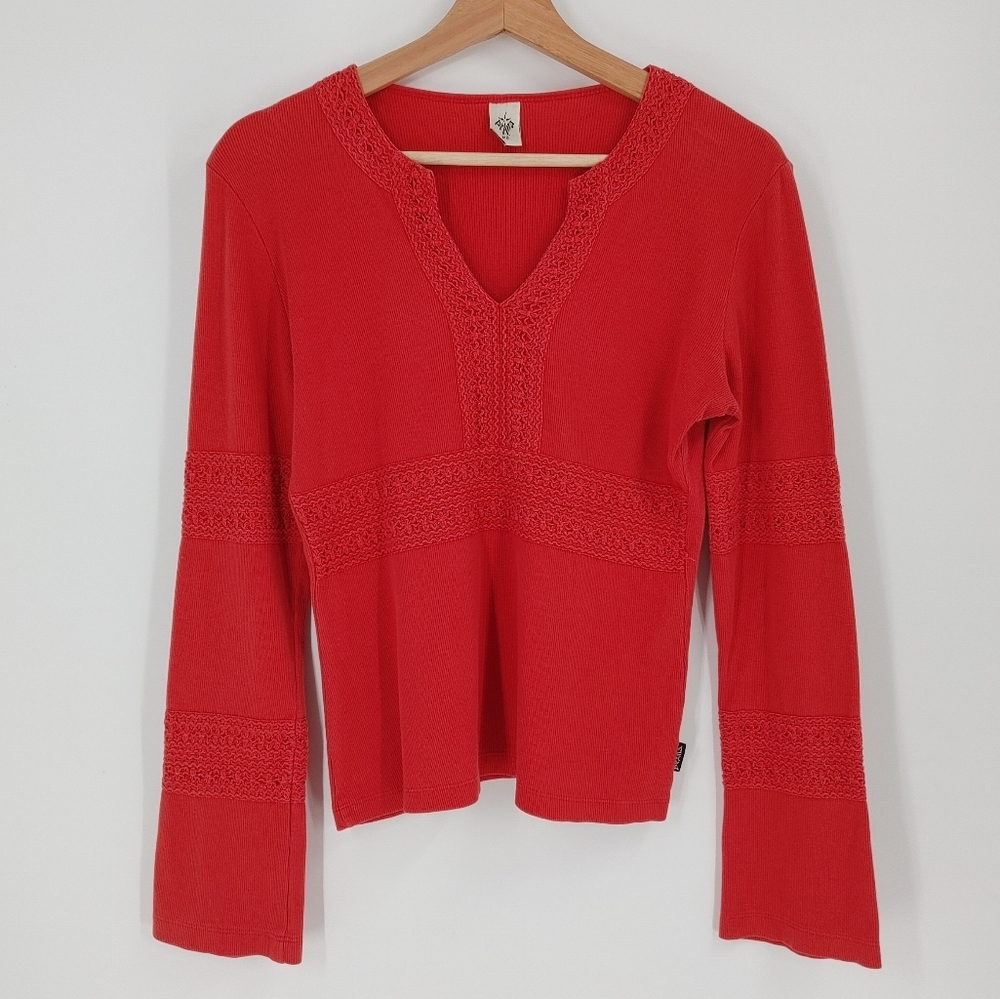 Prana Ribbed V Neck Long Sleeve